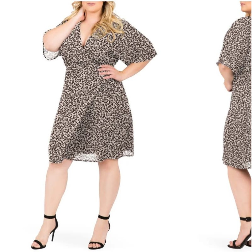 Standards & Practices Leopard Print Wrap Dress Women's 1xl NWT